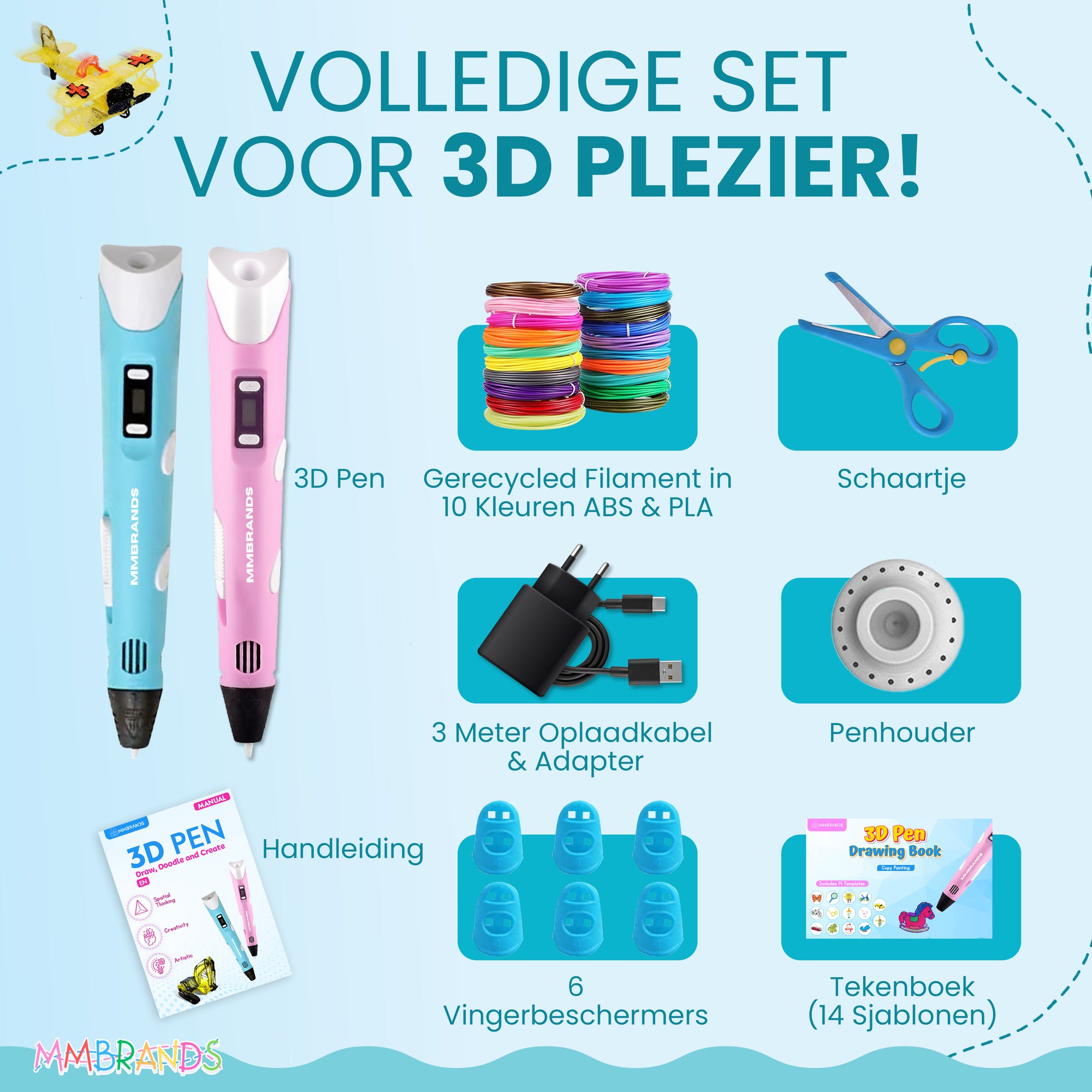 Kit Iniziale Penna 3D - Filamento Riciclato - 10 Colori